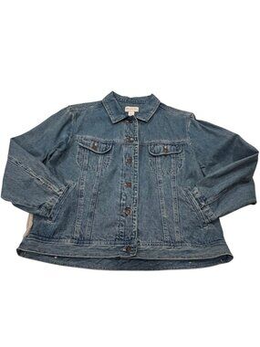 J Jill Out of the Blue Jean Jacket with Rib Knit Back, L